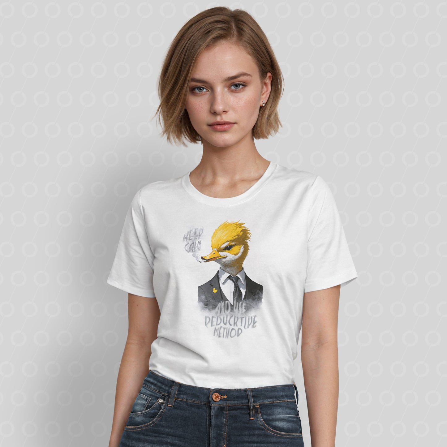 T-Shirt, Unisex, Duck, Sherloch, Ducky, Deducktive, Detective, Noir, Yellow